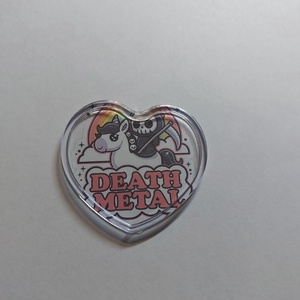 Szívecskés vicces, unikornisos Death Metal kitüző, Ékszer, Kitűző és Bross, Mindenmás, MESKA