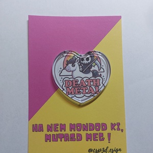 Szívecskés vicces, unikornisos Death Metal kitüző - ékszer - kitűző és bross - Meska.hu
