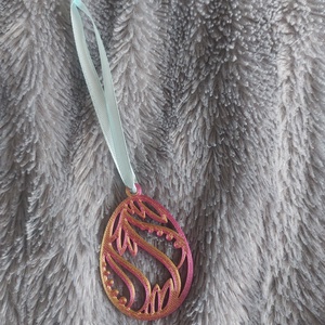 Színjátszó húsvéti tojás dísz � rózsaszín-arany dekoráció szalaggal, Ünnepi díszek, dekorációk, Húsvéti díszek és dekorációk, Húsvéti tojásfadíszek, Mindenmás, MESKA