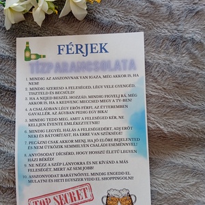 F�rjek Tízparancsolata, vicces, humoros eml�klap - otthon & életmód - dekoráció - kép & falikép - táblakép - Meska.hu