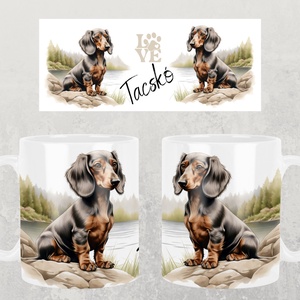 Kutyás bögre - Tacskó, Otthon & Életmód, Konyhafelszerelés, tálalás, Tálalás, Bögre & Csésze, Mindenmás, Decoupage, transzfer és szalvétatechnika, MESKA