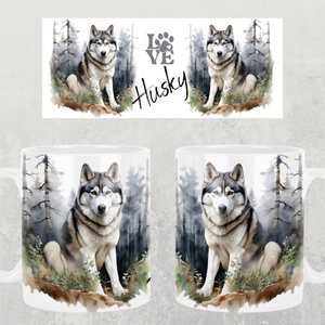 Kutyás bögre - Husky, Otthon & Életmód, Konyhafelszerelés, tálalás, Tálalás, Bögre & Csésze, Mindenmás, Decoupage, transzfer és szalvétatechnika, MESKA