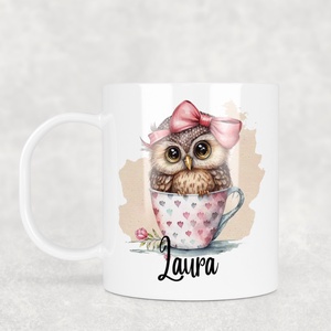 Lány baglyos bögre - Névre szóló, Otthon & Életmód, Konyhafelszerelés, tálalás, Tálalás, Bögre & Csésze, Mindenmás, Decoupage, transzfer és szalvétatechnika, MESKA