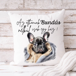 Francia bulldog párnahuzat - Saját névvel, Otthon & Életmód, Konyhafelszerelés, tálalás, Tálalás, Tányér- és poháralátét, Mindenmás, MESKA