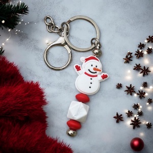 Egyedi hóemberes kulcstartó, Táska & Tok, Kulcstartó & Táskadísz, Kulcstartó, Gyöngyfűzés, gyöngyhímzés, MESKA