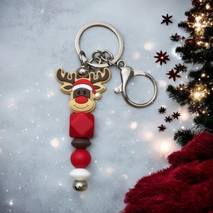 Egyedi szarvasos kulcstartó, Táska & Tok, Kulcstartó & Táskadísz, Kulcstartó, Gyöngyfűzés, gyöngyhímzés, MESKA