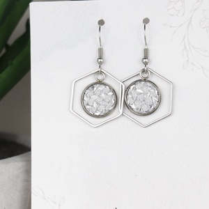 Nemesacél Druzy fülbevaló-ezüst - ékszer - fülbevaló - lógó fülbevaló - Meska.hu