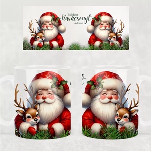 Mikulásos börge-Névre szóló, Otthon & Életmód, Konyhafelszerelés, tálalás, Tálalás, Bögre & Csésze, Decoupage, transzfer és szalvétatechnika, MESKA