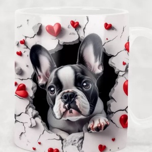Kutyás bögre - Francia bulldog, Otthon & Életmód, Konyhafelszerelés, tálalás, Tálalás, Bögre & Csésze, Decoupage, transzfer és szalvétatechnika, MESKA
