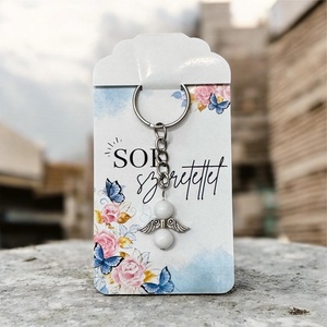 Ásvány angyalka kulcstartó tejkvarccal többféle kártyával - táska & tok - kulcstartó & táskadísz - kulcstartó - Meska.hu