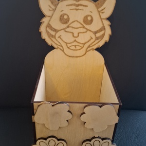 Festhető tigris ceruzatartó, Otthon & Életmód, Papír, írószer, Tolltartó & Ceruzatekercs, Famegmunkálás, MESKA