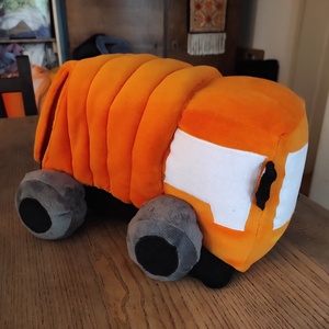 Hátul pakolható kukásautó narancs színben  - Meska.hu