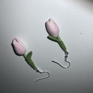 Tulipános süthető gyurma fülbevaló - Meska.hu