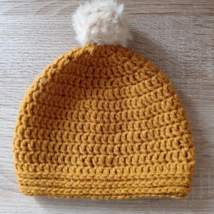 Mustársárga horgolt baba sapka - ruha & divat - babaruha & gyerekruha - babasapka - Meska.hu