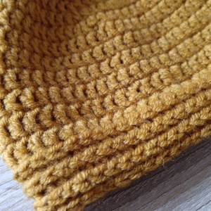 Mustársárga horgolt baba sapka - ruha & divat - babaruha & gyerekruha - babasapka - Meska.hu