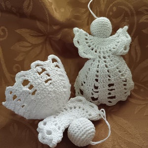 10 db horgolt angyalka  - karácsony - karácsonyi lakásdekoráció - karácsonyfadíszek - Meska.hu