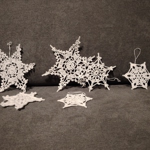 6 db Horgolt hópehely, karácsonyfa dísz , Karácsony, Karácsonyi lakásdekoráció, Karácsonyfadíszek, Horgolás, MESKA