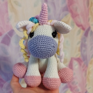 Amigurumi horgolt szivárvány unikornis  - játék & sport - plüssállat & játékfigura - unikornis - Meska.hu