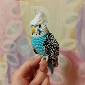 Amigurumi horgolt türkiz hullámos papagáj - játék & sport - plüssállat & játékfigura - madár - Meska.hu