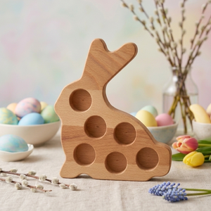 Tojástartó Nyuszi, Ünnepi díszek, dekorációk, Húsvéti díszek és dekorációk, Húsvéti tojástartó, Famegmunkálás, MESKA