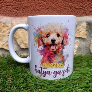 Doodle bögre - Kutya gazdi, Otthon & Életmód, Konyhafelszerelés, tálalás, Tálalás, Bögre & Csésze, Decoupage, transzfer és szalvétatechnika, MESKA