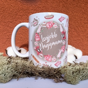 Feliratos bögre - Legjobb Nagymama, Otthon & Életmód, Konyhafelszerelés, tálalás, Tálalás, Bögre & Csésze, Decoupage, transzfer és szalvétatechnika, MESKA