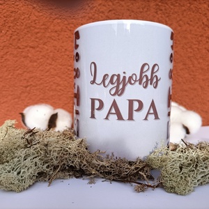 Feliratos bögre - Legjobb Papa, Otthon & Életmód, Konyhafelszerelés, tálalás, Tálalás, Bögre & Csésze, Decoupage, transzfer és szalvétatechnika, MESKA