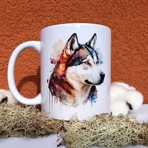 Kutyás bögre - Husky, Otthon & Életmód, Konyhafelszerelés, tálalás, Tálalás, Bögre & Csésze, Decoupage, transzfer és szalvétatechnika, MESKA