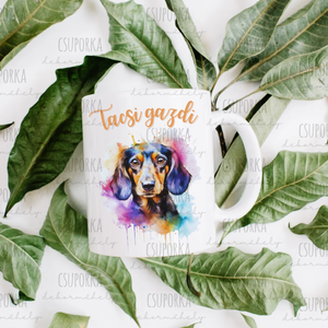 Tacskós bögre - tacsi gazdi, Otthon & Életmód, Konyhafelszerelés, tálalás, Tálalás, Bögre & Csésze, Decoupage, transzfer és szalvétatechnika, MESKA