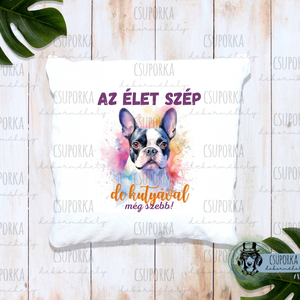 Párnahuzat kutyás - Boston terrier , Otthon & Életmód, Lakástextil, Párna & Párnahuzat, Fotó, grafika, rajz, illusztráció, Decoupage, transzfer és szalvétatechnika, MESKA