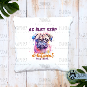 Párnahuzat kutyás - mopsz , Otthon & Életmód, Lakástextil, Párna & Párnahuzat, Fotó, grafika, rajz, illusztráció, Decoupage, transzfer és szalvétatechnika, MESKA