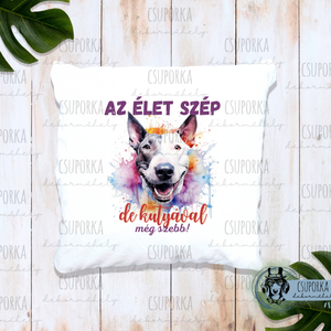 Párnahuzat kutyás - bullterrier , Otthon & Életmód, Lakástextil, Párna & Párnahuzat, Fotó, grafika, rajz, illusztráció, Decoupage, transzfer és szalvétatechnika, MESKA