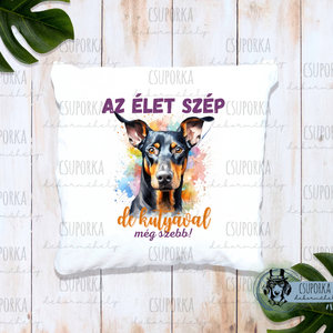 Párnahuzat kutyás - dobermann, Otthon & Életmód, Lakástextil, Párna & Párnahuzat, Fotó, grafika, rajz, illusztráció, Decoupage, transzfer és szalvétatechnika, MESKA