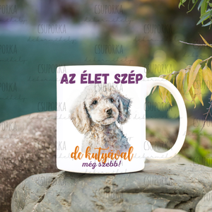 Kutyás bögre - Fehér Doodle, Otthon & Életmód, Konyhafelszerelés, tálalás, Tálalás, Bögre & Csésze, Decoupage, transzfer és szalvétatechnika, MESKA