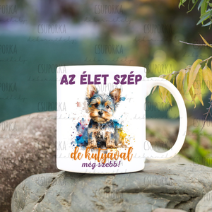 Kutyás bögre - Yorki, Otthon & Életmód, Konyhafelszerelés, tálalás, Tálalás, Bögre & Csésze, Decoupage, transzfer és szalvétatechnika, MESKA