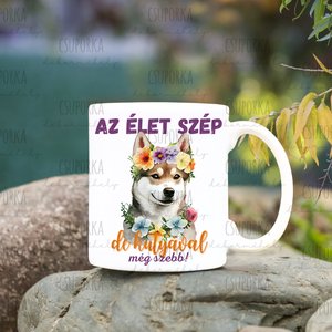 Kutyás bögre - Husky, Otthon & Életmód, Konyhafelszerelés, tálalás, Tálalás, Bögre & Csésze, Decoupage, transzfer és szalvétatechnika, MESKA
