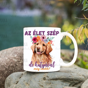 Kutyás bögre - Golden retriever, Otthon & Életmód, Konyhafelszerelés, tálalás, Tálalás, Bögre & Csésze, Decoupage, transzfer és szalvétatechnika, MESKA