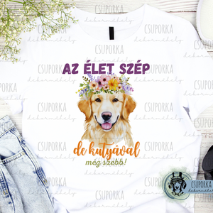 Kutyás unisex póló - goldie - ruha & divat - női ruha - póló, felső - Meska.hu