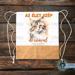 Tornazsák - Maine coon macsek, Táska & Tok, Hátizsák, Tornazsák, Gymbag, Fotó, grafika, rajz, illusztráció, Decoupage, transzfer és szalvétatechnika, MESKA