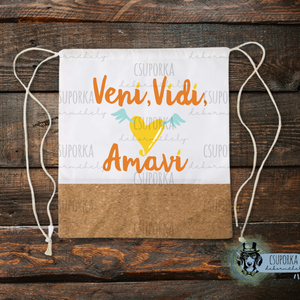 Tornazsák - Veni Vidi, Táska & Tok, Hátizsák, Tornazsák, Gymbag, Fotó, grafika, rajz, illusztráció, Decoupage, transzfer és szalvétatechnika, MESKA