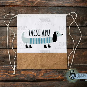 Tornazsák - Tacsi apu 2, Táska & Tok, Hátizsák, Tornazsák, Gymbag, Fotó, grafika, rajz, illusztráció, Decoupage, transzfer és szalvétatechnika, MESKA