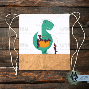 Tornazsák - Tacsi dínóval, Táska & Tok, Hátizsák, Tornazsák, Gymbag, Fotó, grafika, rajz, illusztráció, Decoupage, transzfer és szalvétatechnika, MESKA
