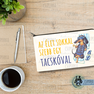 Zipzáras kozmetikai táska/tolltartó - Tacsival szép 4, Otthon & Életmód, Papír, írószer, Tolltartó & Ceruzatekercs, Fotó, grafika, rajz, illusztráció, Decoupage, transzfer és szalvétatechnika, MESKA
