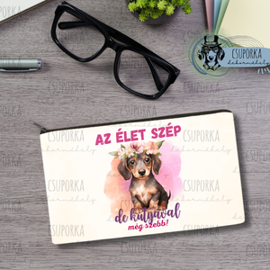 Zipzáras kozmetikai táska/tolltartó - Tacsival szép 9, Otthon & Életmód, Papír, írószer, Tolltartó & Ceruzatekercs, Fotó, grafika, rajz, illusztráció, Decoupage, transzfer és szalvétatechnika, MESKA