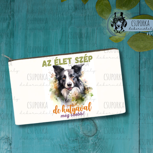 Zipzáras kozmetikai táska/tolltartó - Border collie 2, Otthon & Életmód, Papír, írószer, Tolltartó & Ceruzatekercs, Fotó, grafika, rajz, illusztráció, Decoupage, transzfer és szalvétatechnika, MESKA