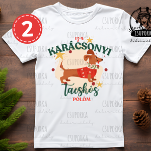 Tacsis karácsonyi póló - 4 féle mintával - karácsony - karácsonyi ruházat - karácsonyi póló & pulcsi - Meska.hu