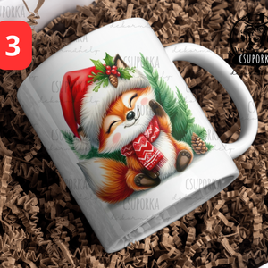 Cuki rókás karácsonyi bögre - 4 féle - otthon & életmód - konyhafelszerelés, tálalás - tálalás - bögre & csésze - Meska.hu