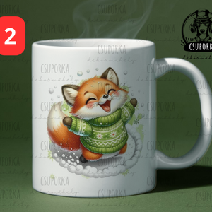 Cuki rókás karácsonyi bögre - 4 féle - otthon & életmód - konyhafelszerelés, tálalás - tálalás - bögre & csésze - Meska.hu