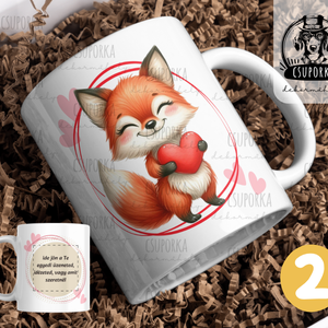 Rókás bögre Valentin napra - 4 féle, Otthon & Életmód, Konyhafelszerelés, tálalás, Tálalás, Bögre & Csésze, Decoupage, transzfer és szalvétatechnika, MESKA