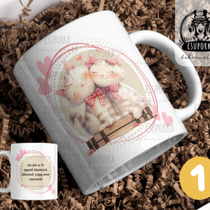 Páros állatkás bögre Valentin napra - 4 féle, Otthon & Életmód, Konyhafelszerelés, tálalás, Tálalás, Bögre & Csésze, Decoupage, transzfer és szalvétatechnika, MESKA